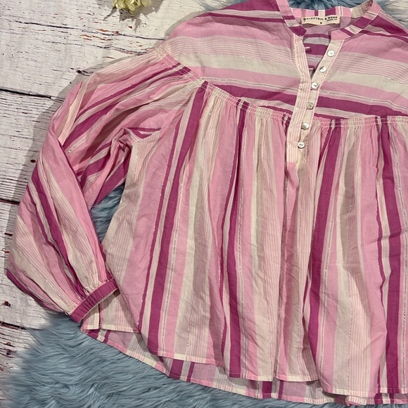 Electric & Rose Pink Striped Peasant Oversized Top - Picture 7 of 8